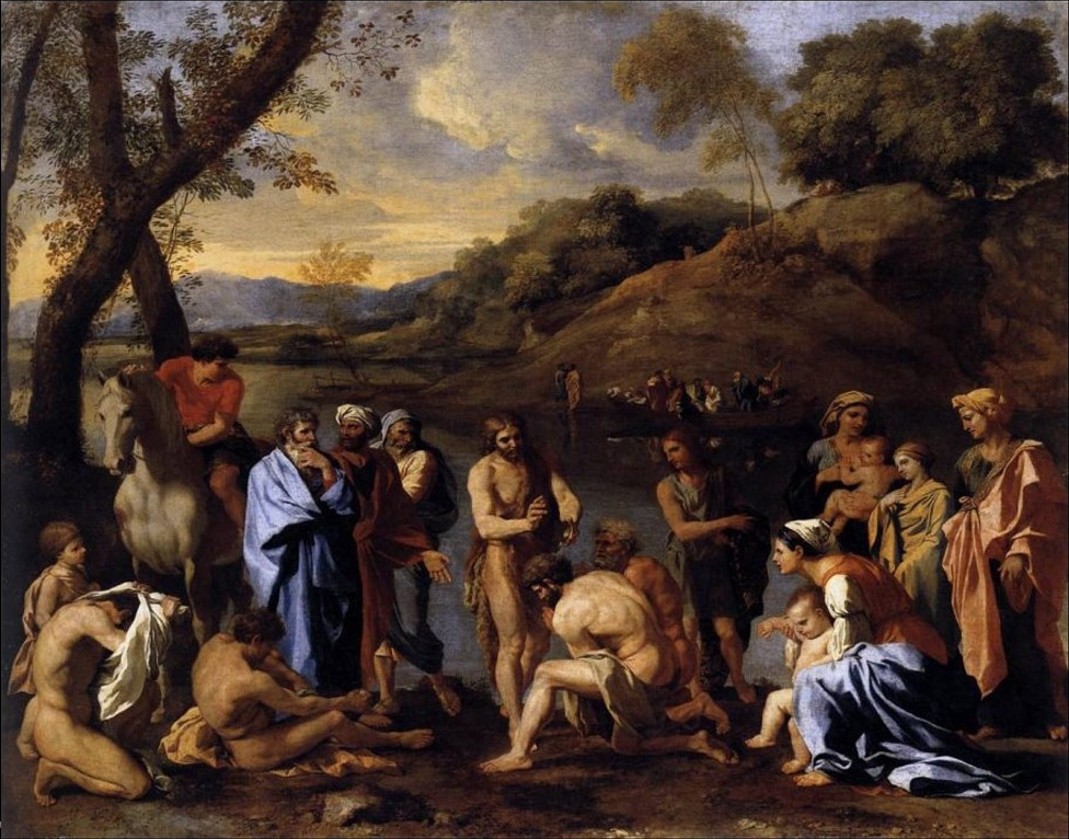 Nicolas Poussin, San Giovanni Battista battezza le folle (1635 - 1637), olio su tela